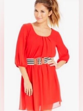 BCX~ Women’s 
Bright Orange Pleated Waist Tunic/Dress
 Size Large